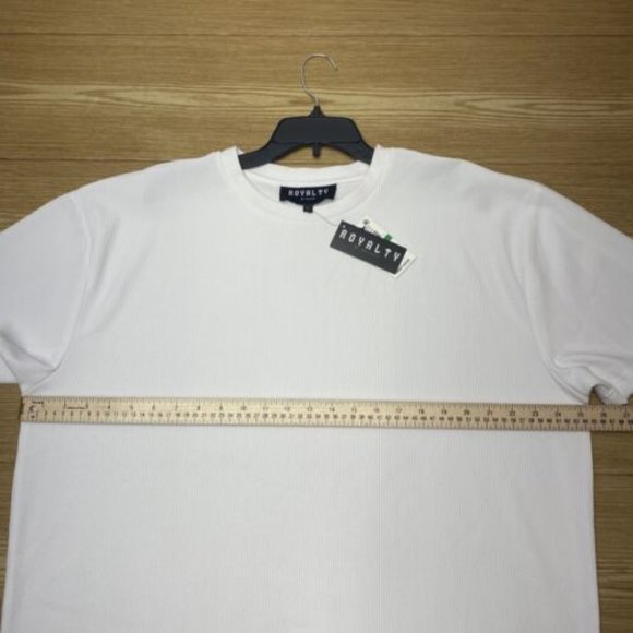 Mens White Ribbed T-Shirt - Picture 12 of 13